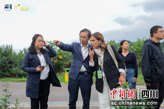 正在向國外嘉賓介紹。潘政吉 攝 正在向國外嘉賓介紹。潘政吉 攝