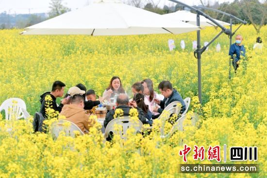 一家人在帶有竹香味的花海中感受不一樣的幸福味道。王杰 攝 一家人在帶有竹香味的花海中感受不一樣的幸福味道。王杰 攝