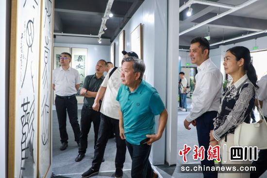 書法作品吸引參觀者。夾江融媒中心供圖 書法作品吸引參觀者。夾江融媒中心供圖